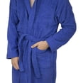 thumbnail image 3 of Mens 100% Terry Cotton Toweling Bathrobe Dressing Robe Hooded Blue Large, 3 of 8