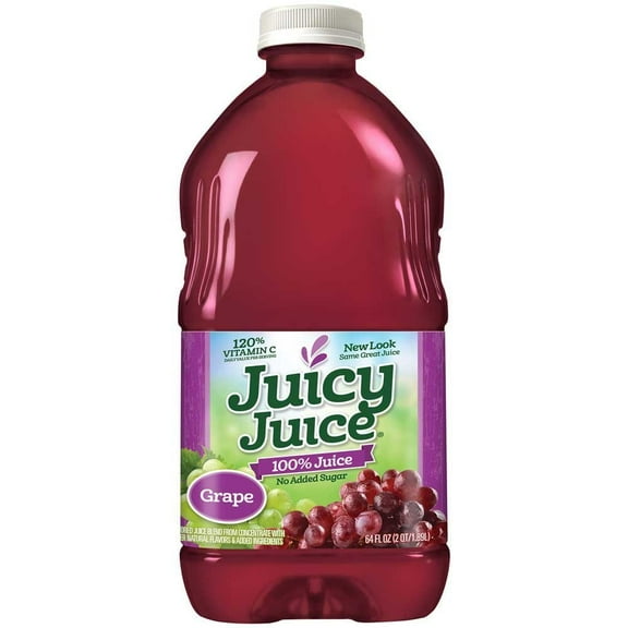 8 PACKS : Juicy Juice Grape Juice Multi Serve Bottle, 64 Fluid Ounce