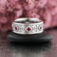 thumbnail image 3 of HeartsAndYou 2ct Natural Pink Ruby Wedding Band Stylish Filigree 100% 14k SOLID White Gold, 3 of 9
