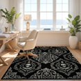 thumbnail image 3 of Design&I 5'x7' Ultra Soft Area Rug, Insect Damask With Baroque Medallion Centerpiece Gothic Skull And Playful None Fluffy Washable Non Shedding for Bedroom Living Room Home Office, 3 of 7