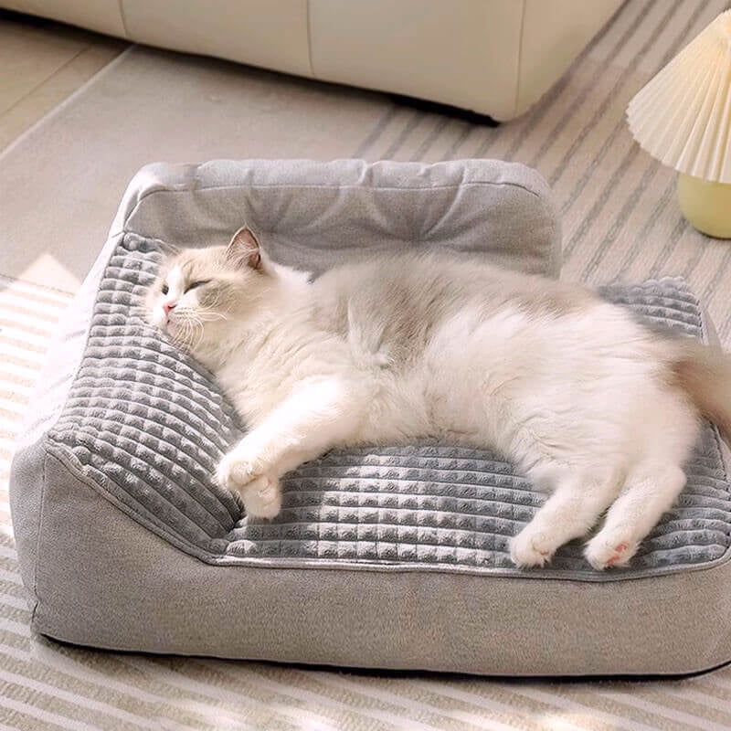 Custom All Season Pet Dog Sofa Bed Durable Orthopedic Memory Foam Boucle Dog Bed With Removable Washable Cover Pet Supplies