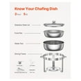 thumbnail image 5 of Chafing Dish Set 5 Qt 2-Pack, Round Stainless Steel Buffet Servers, Full Size Food Warmers for Catering, Weddings, Parties - Silver, 5 of 9