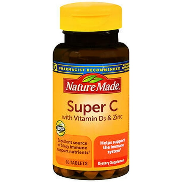 Nature Made Super C With Vitamin D3 and Zinc Tablets 60 ct