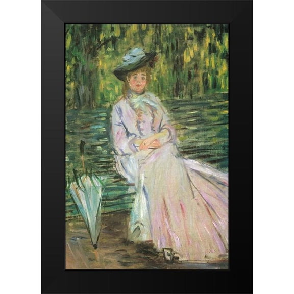 Monet, Claude 11x14 Black Modern Framed Museum Art Print Titled - Woman on a Bench 1874
