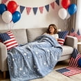 thumbnail image 3 of Lypsnake Stars Glow in The Dark Blanket, Soft Plush Flannel Throw Blanket with Luminous Star Print, Cozy Warm Bed Couch Cover for All Seasons Home Office Travel Use, 3 of 3