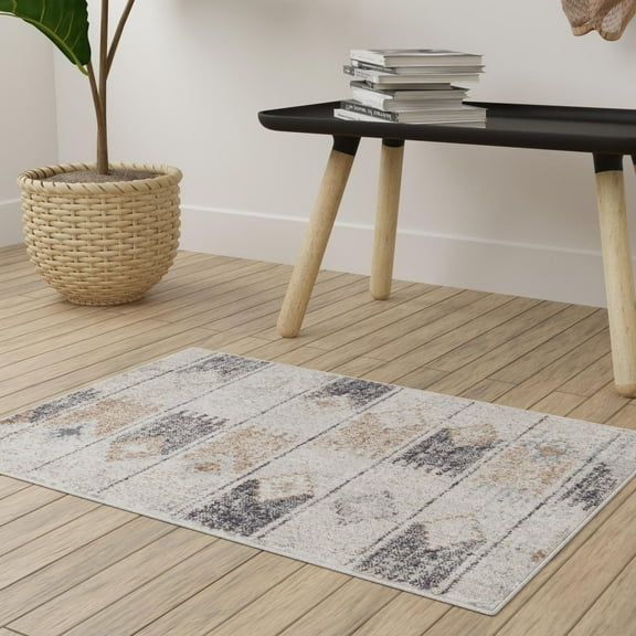 Unique Loom Eco Southwestern Collection Area Rug - Ely (5' 3" x 8' Rectangle Ivory/Black)