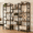 Brown-4 Tier＆3 Row, variant on Atilioo 5 Tier Corner Bookshelf, 65 inch L Shaped Bookcase with 10 Open Tall Display Shelves & Hooks, Wood Book Shelf Storage for Living Room Home Office, Brown