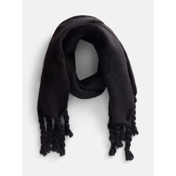 Scenario Women's Blanket Scarf with Braided Fringe Trim