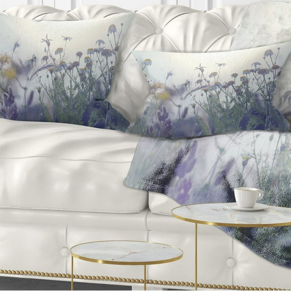 Designart 12" x 20" White Polyester Throw Pillow