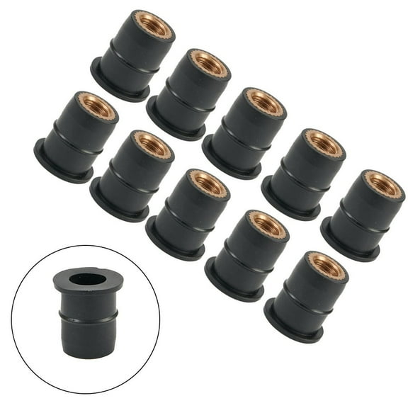 10PCS Rubbers Nuts 6mm M6 Neoprenes Nuts Damper Panel Fixing Motorcycles Windshield Rubber Rivet Nut With Accessories