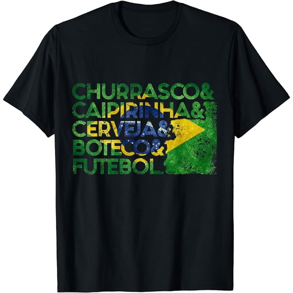 Churrasco, Caipirinha, Cerveja, Boteco & Futebol Brazil flag T-Shirt