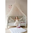 thumbnail image 3 of CAILDANL Elegant Kids Bed Canopy - Lace Chiffon Netting with Pom Pom, Princess Girls Fairy Dream Tent, Nursery Room Baby Crib Hanging Curtain Mosquito Net Children Reading Nook Decoration (Beige), 3 of 6