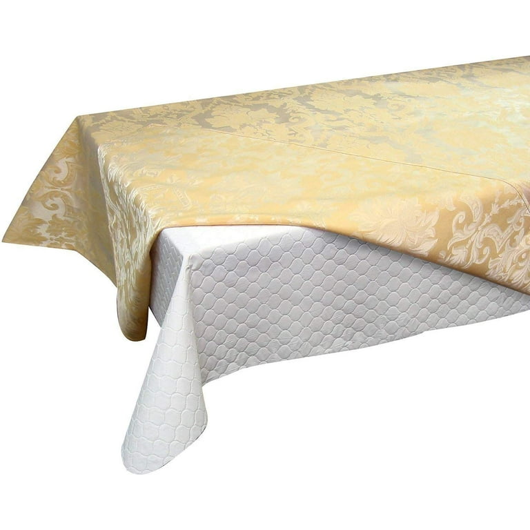 Luxury Table Protector Pad, 2 in 1 Table Pad + Great Looking Tablecloth - Heat Resistant, Spill & Stain Proof - Flannel Backing (54x90, Dove - Silk