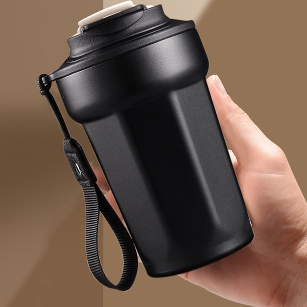 Taza de café térmica de acero inoxidable | Taza de viaje de vacío de doble pared de 450 ml | Tapa antigoteo y base antideslizante | Para coche, oficina y estudiantes | Blanco, rojo, amarillo y verde