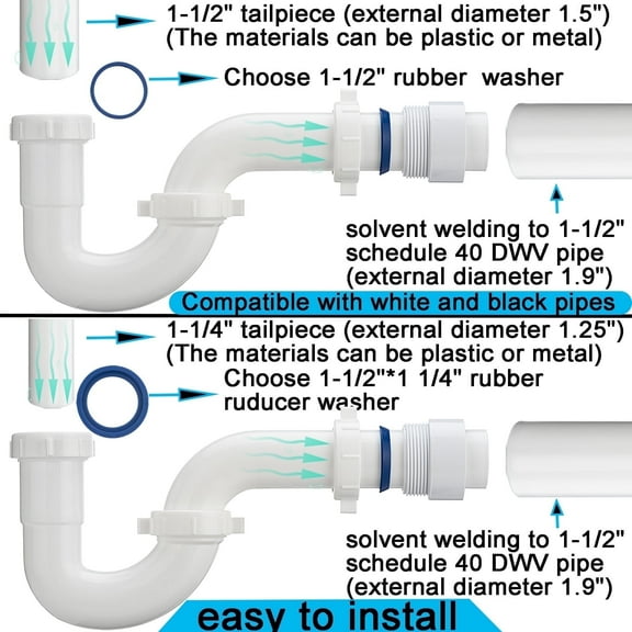 P-Trap Pipe Fittings, 1 Piece