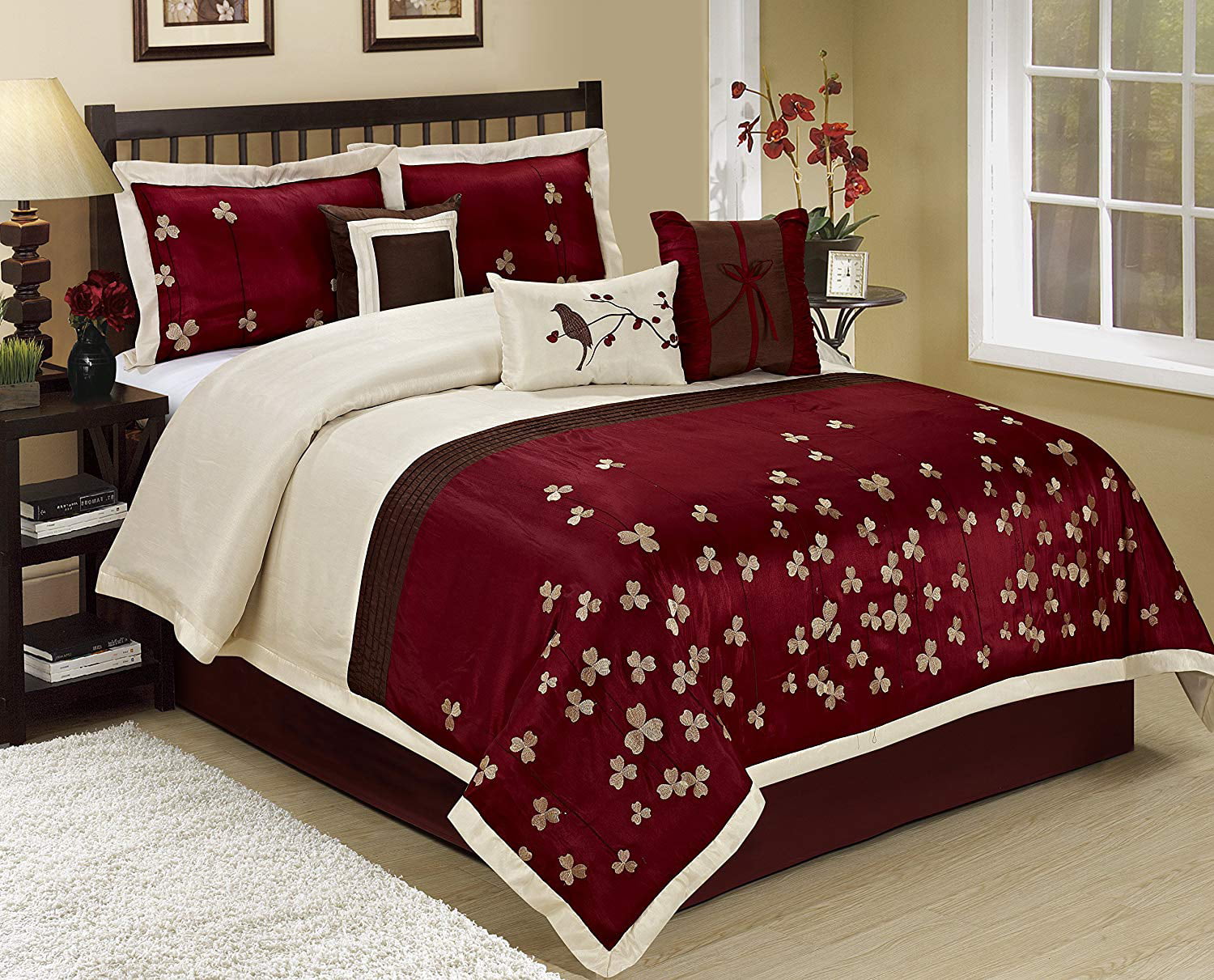 King & Cal King Full Queen 7 pcs Comforter Set with Embroidered Design  Twin 