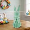 thumbnail image 3 of Artificial Flocked Easter Bunny Figurine - Easter Rabbit Statue with Satin Bow | Decorative Tabletop Accents for Spring & Holiday Celebrations, 3 of 6
