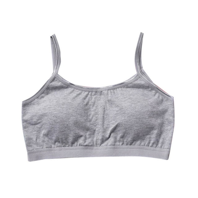 ZACPNCV Training Bras for Girls Seamless Adjustable Cotton Cami Bralettes Gray L