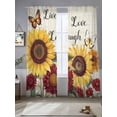 thumbnail image 3 of Sheer Curtains 84 Inches Long 2 Panels, Farm Sunflower Butterfly Watercolor Rod Pocket Curtain Voile Draperies, Blossom Floral Vintage Stamp Light Filtering Window Treatment for Living Room, 3 of 8