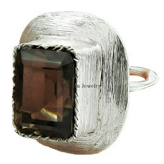 Natural Smoky Quartz Woman Gift Ring, Designer Handmade Jewelry For Women, Funky Celtic Boho Chic Gothic Ring, Cocktail Ring, Dainty Ring, Metaphysical Gifts (smoky-quartz, Size 7)