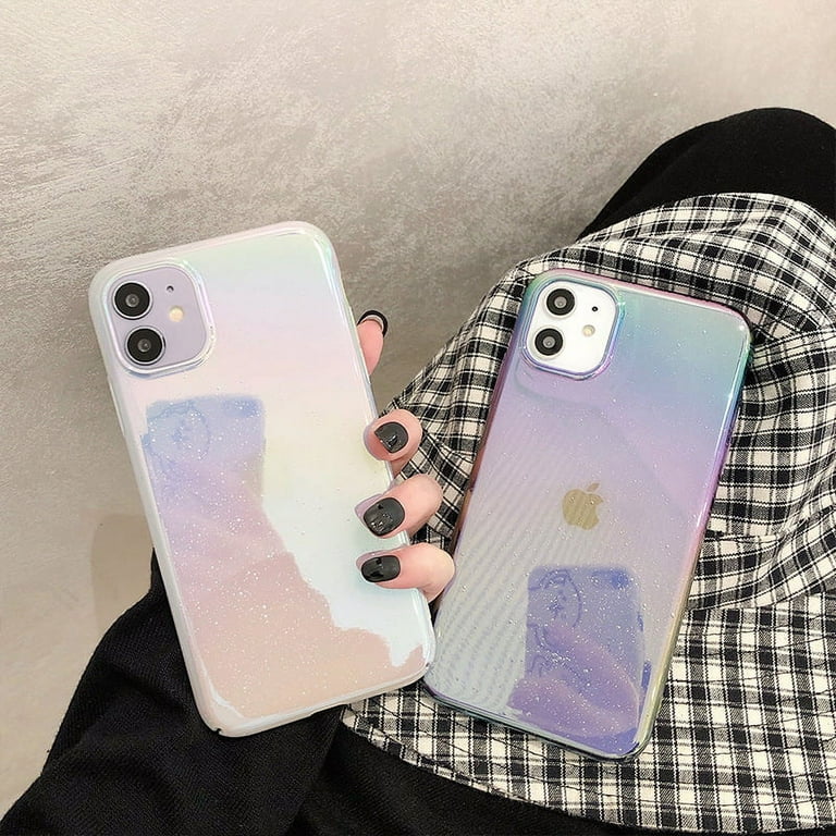 for iPhone 12promax Case, Fashion Sparkly Laser Color Changing