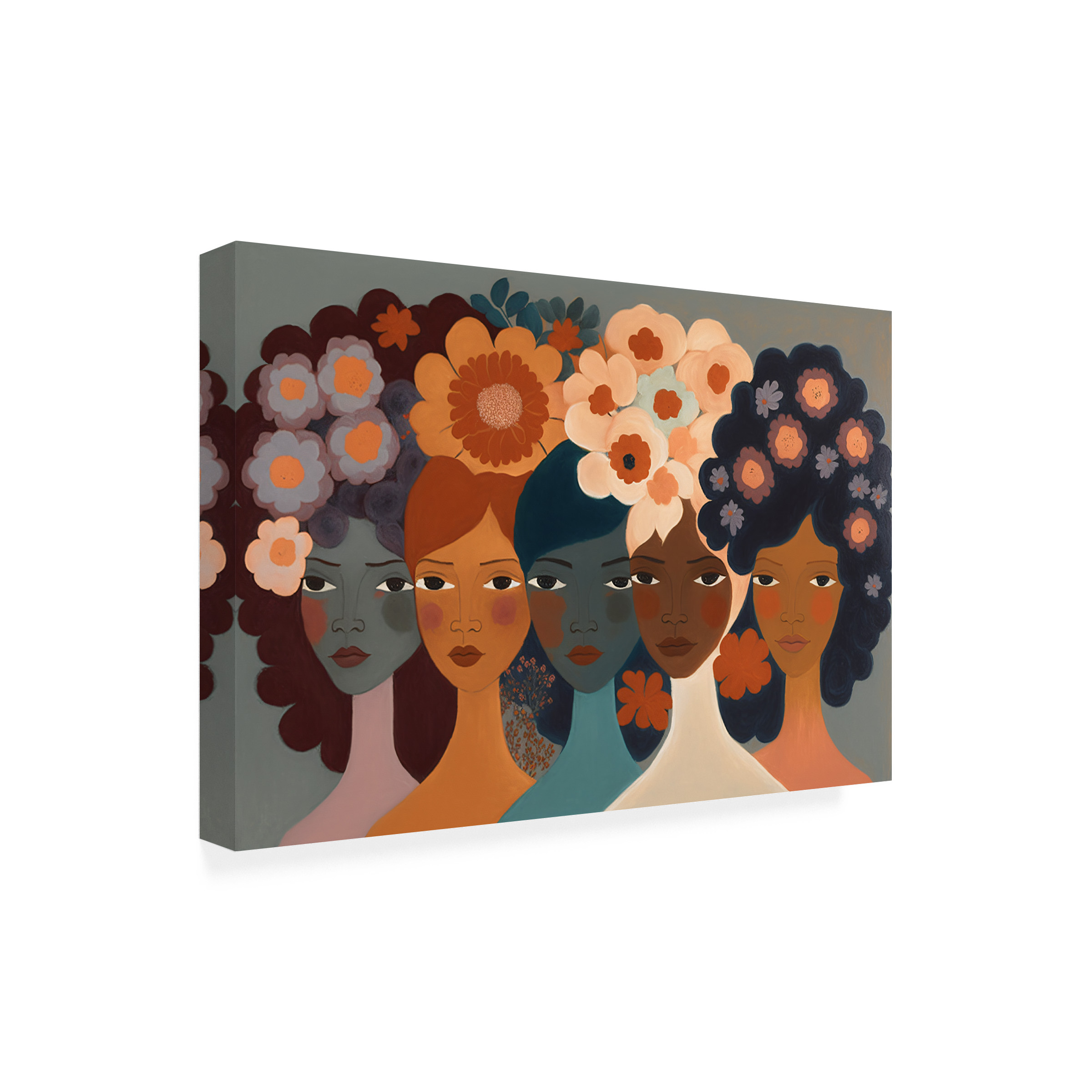 Canvas Wall Art - Ray Heere 'Mid Century Diversity Portraits 8' Wall Art for Living Room, Bedroom, or Office Décor by Trademark Fine Art - 47 x 30 Inches - 47x30
