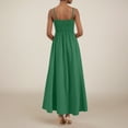 thumbnail image 4 of vigerkar Womens 2025 Summer Dress Casual Sleeveless Spaghetti Strap Smocked Ruffle Beach Long Maxi Dress with Pockets Dark Green, XL, 4 of 6