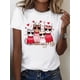 thumbnail image 1 of Camiseta elegante con estampado de gatos para San Valentín para mujer - Manga corta, cuello redondo, algodón, lavable a máquina, colección primavera/verano, ropa festiva | Diseño de corazón | Textura, 1 of 7