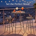thumbnail image 5 of Best Choice Products 3-Piece Steel Patio Bar Height Round Bistro Set w/ Backless Stools, Slatted Design - Taupe, 5 of 10