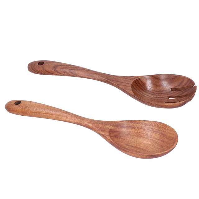VGEBY Acacia Wood Fork And Spoon Set Salad Toss And Mix Servers Cooking Spoon Spork Set With Ergonomically Designed Wide Handle