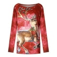 thumbnail image 4 of Pntutb, camisas informales de manga larga para mujer, jersey, túnica suelta, tops, blusa con cuello redondo y estampado navideño Pntutb Pntutb-7161, 4 of 8
