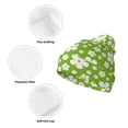 thumbnail image 3 of Lsque Green White Flowers Pattern Knitted Beanie, Unisex Winter Hat, Knit Hat Winter Beanies Thick Fisherman Beanies Cuffed Plain Skull Caps, 3 of 6