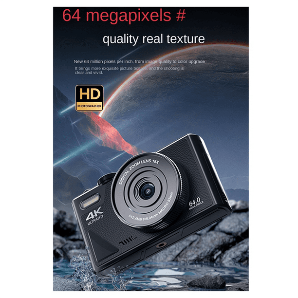 64MP Digital Camera for Photography 4K Video Vlog Camcorder 18X