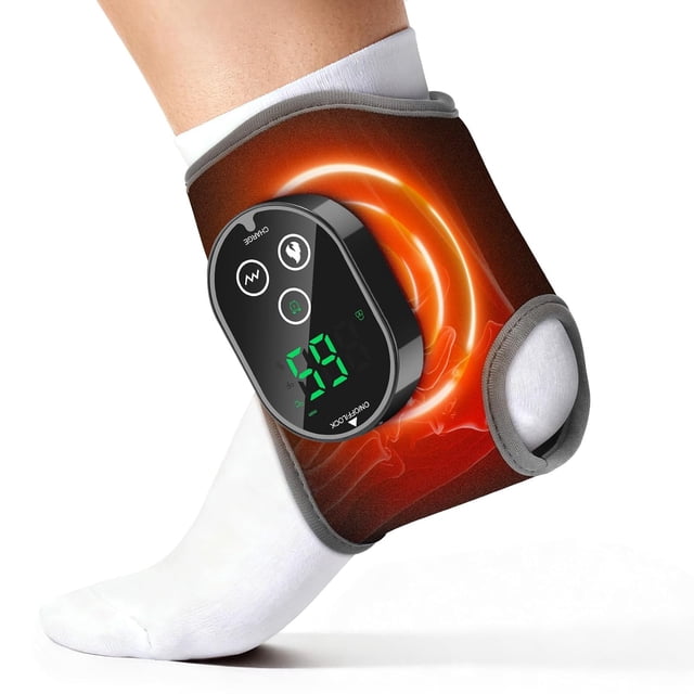 Biwat Cordless Ankle Brace with Massage, Foot and Ankle Massager, Rechargeable Ankle Heating Pad Heated Ankle Wrap -Ideal for Home, Office, Travel