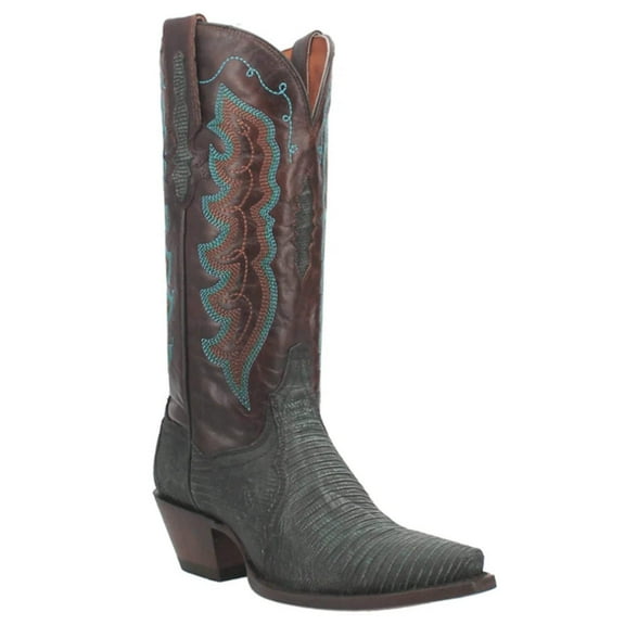 Dan Post DP3007 Womens Turquoise/Brown Drifter 13 inch Lizard Snip Toe Western Boots