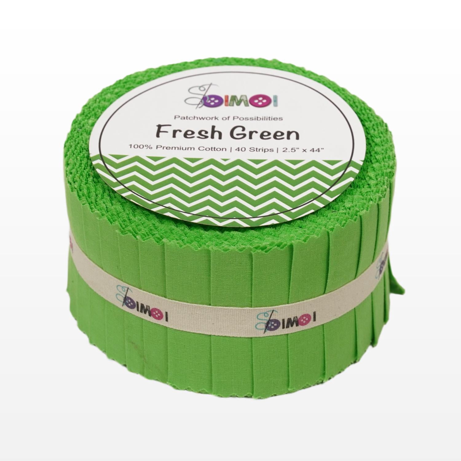 Soimoi Solid Jelly Roll 40 Strip Assorted Bundle, Fabric Strips for Quilting, Crafting and Sewing, 100% Cotton Fabric Jelly Roll Bundle For Scrapbooking, Precut Quilt Project, DIY Crafts- Fresh Green
