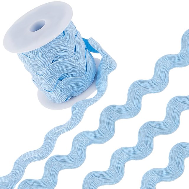 Ric Rac Trim GORGECRAFT, 3,4 cm de ancho y 10 m de largo, poliéster, azul cielo
