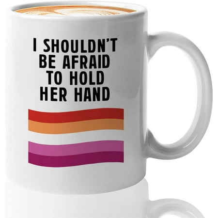 

Novelty LGBT Coffee Mug - Bi-Ce Cream - Gay Bi Pride Punk Freedom Equality Rainbow Flag Hold Her Hand 11 Oz