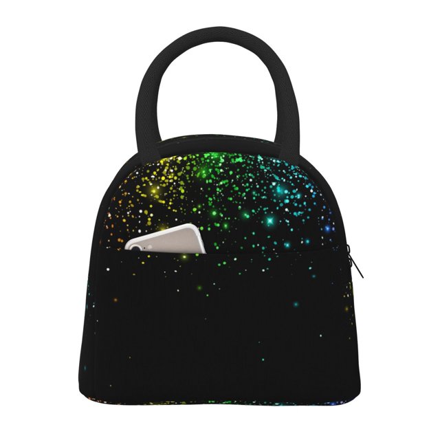 Easygdp Night Rainbow Sparkles Bolsa de Almuerzo Insulada Grande, Forro de Aluminio, Diseño Espacioso, a Prueba de Fugas, Ideal para Trabajo, Picnics, Viajes y Actividades al Aire Libre
