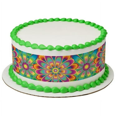 Kaleidoscope Flower Edible Cake Topper Image Strips
