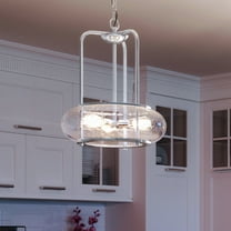 Luxury Utilitarian Indoor Chandelier, 20.00''H x 16.00''W, with Coastal Style Elements, Nautical Design, Brushed Nickel Finish and Clear Seeded Glass, UQL3340