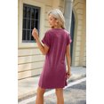 thumbnail image 5 of Tumotour T-Shirt Dress For Women Round Neck dress Solid Color Casual Plain Simple Blouse Loose Flowy Soft Short-Sleeve Dress Sundresses with pockets, 5 of 5