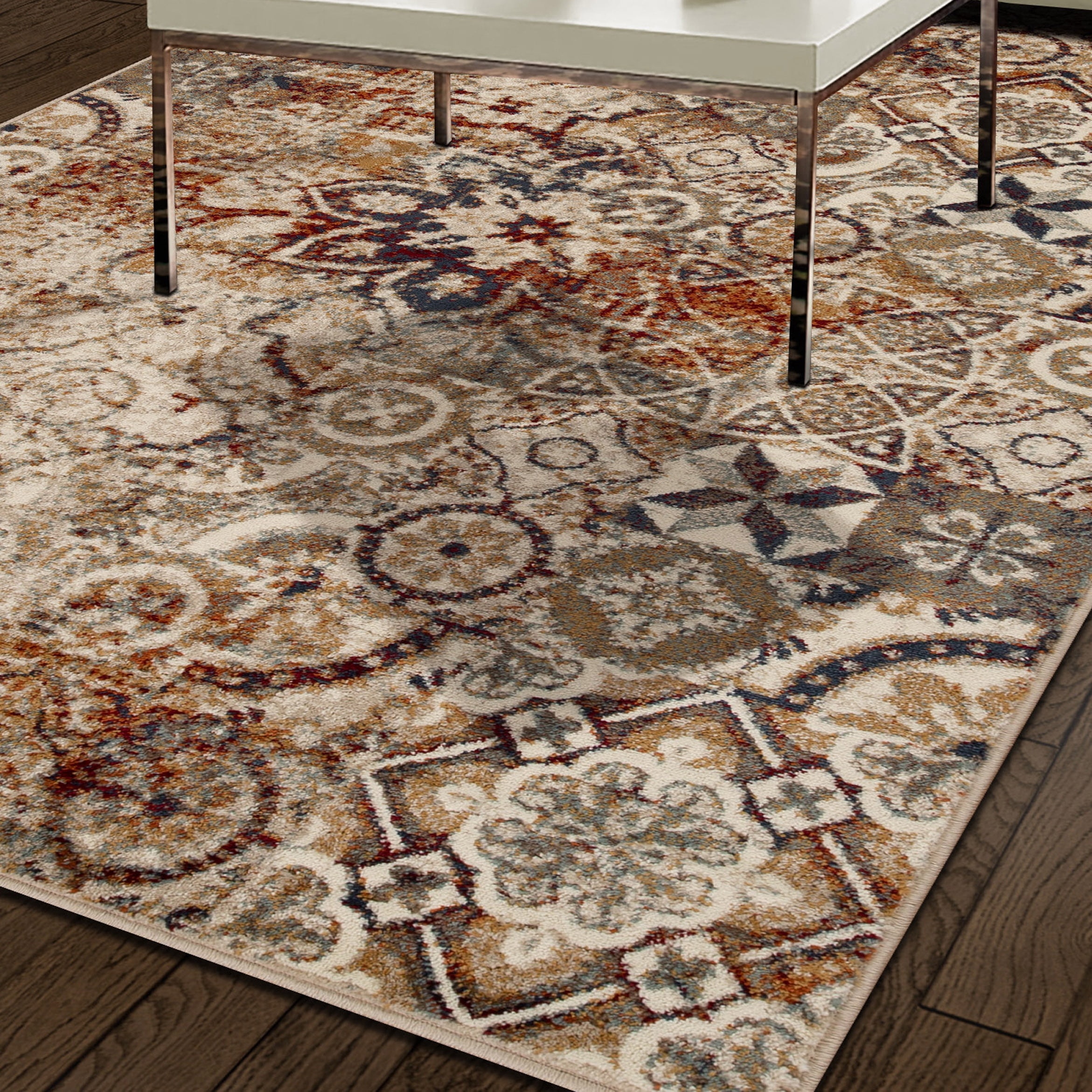 Superior Rangoli 5' x 8' Area Rug, Indoor Rugs for Living Room Bedroom, Maroon