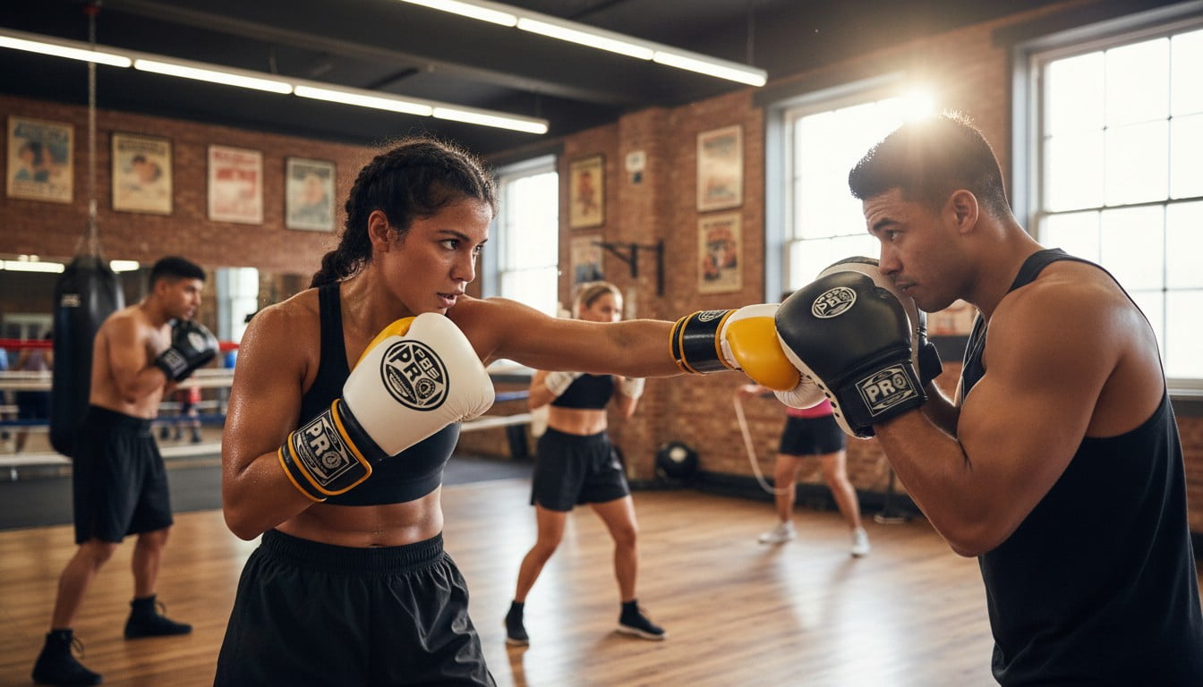 ProBoxing® Leather Boxing Gloves – (White & Yellow) (16oz) Training Boxing Gloves for Boxing, MMA, Muay Thai & Sparring – Durable Genuine Leather, Wrist Support, Impact Protection