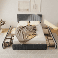 thumbnail image 4 of Aiho Queen Bed Frame, Upholstered Platform Bed with Sturdy Metal Frame and 4 Under-Bed Drawers - Dark Gray, 4 of 11