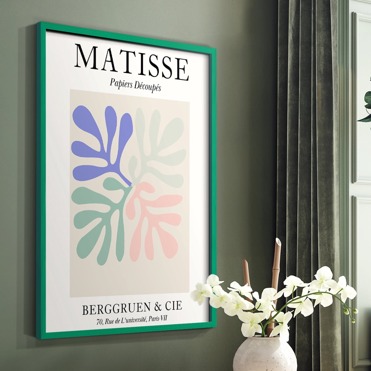 Matisse DIV Framed Print in Green Solid Wood Framed Print No Nail Hanging