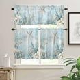 thumbnail image 2 of Teal Ocean Coastal Kitchen Curtains, Summer Beach 3-Piece Kitchen Curtain Valance and Tiers Set 36 Inch Length, Nautical Coral Starfish Rod Pocket Half Window Curtains for Cafe Living Room Bathroom, 2 of 7