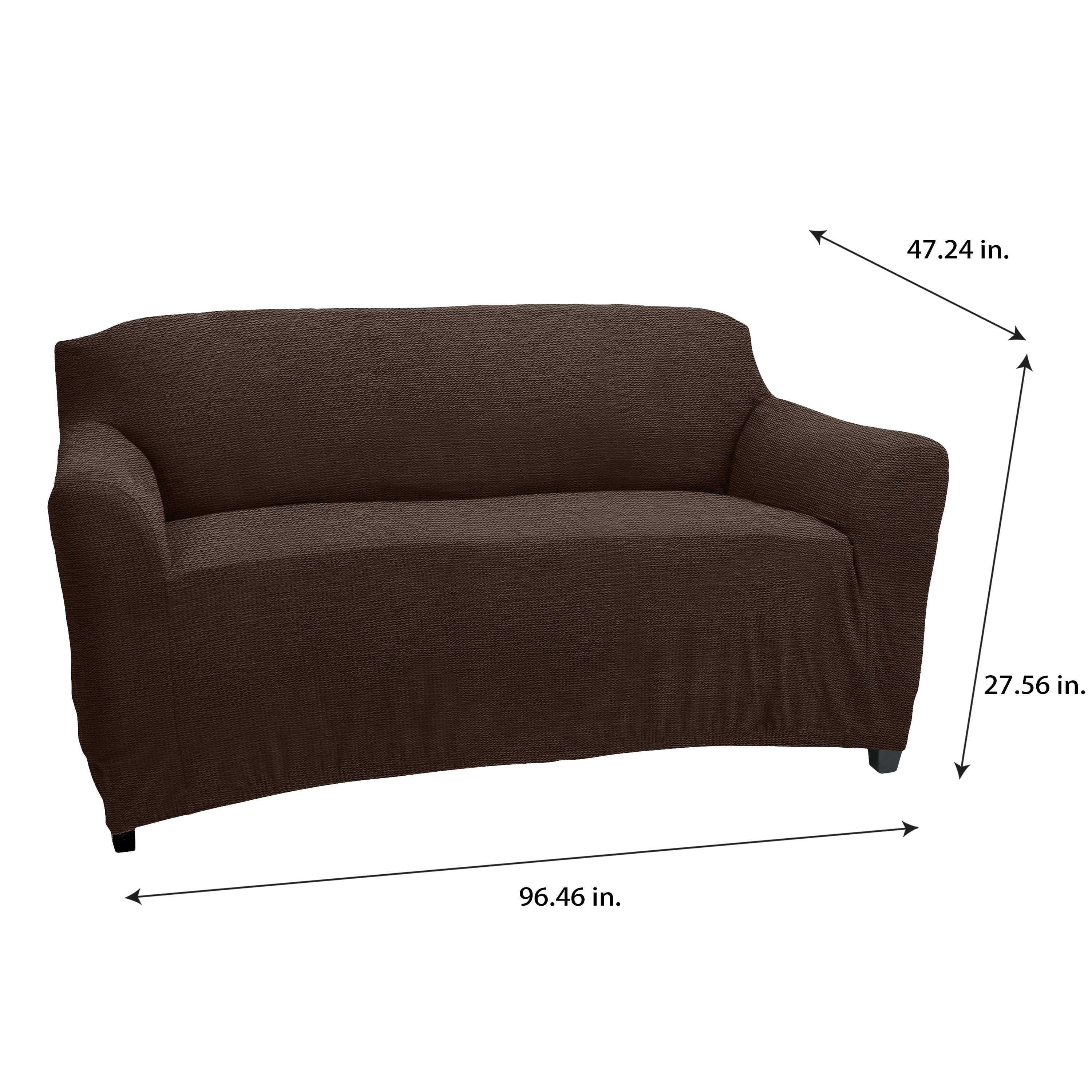 Home Details Waffle Design Love Seat Furniture Slipcover in Brown
