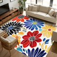 thumbnail image 2 of 5x7 Area Rugs, Ethnic Spring Floral Non-Skid Rubber Backing Large Rectangle Rugs - Living Room Bedroom Home Office, Summer Colorful Botanical Indoor Floor Mat Carpets Washable Rug, 2 of 9