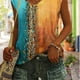 thumbnail image 3 of Mujeres camiseta de verano suelta casual multi color V cuello sin mangas gradiente superior para mujeres niñas, 3 of 7
